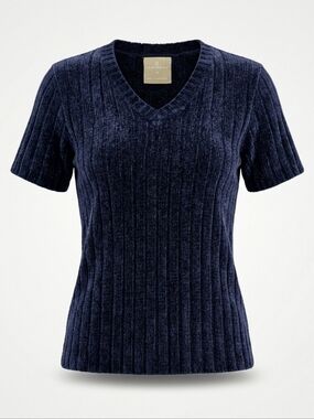 Vtg Partners Blue‎ Chenille Sweater M Y2K Aesthetic Fuzzy Ribbed Knit Soft Top